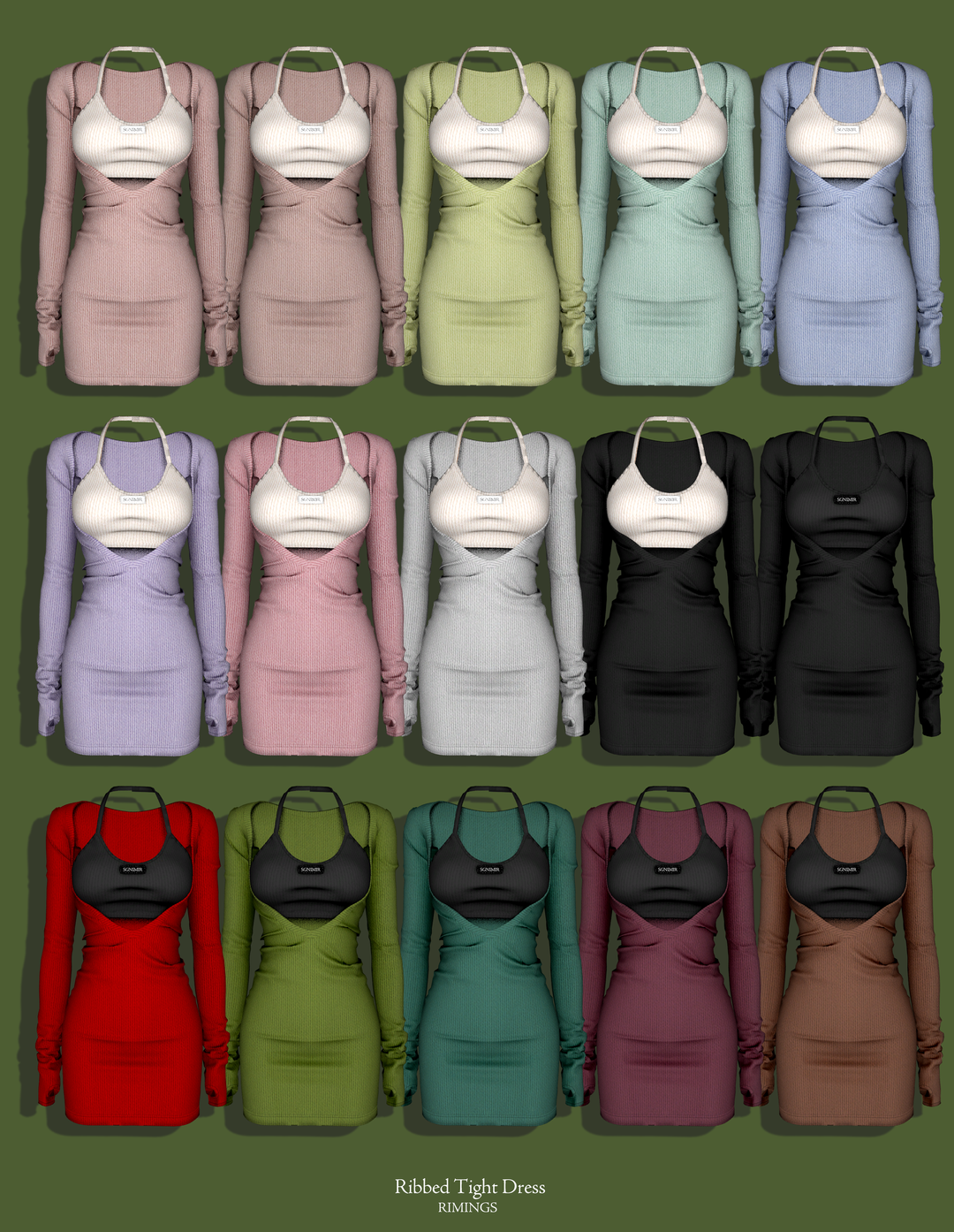 Галерея мода Платье Ribbed Tight Dress #2